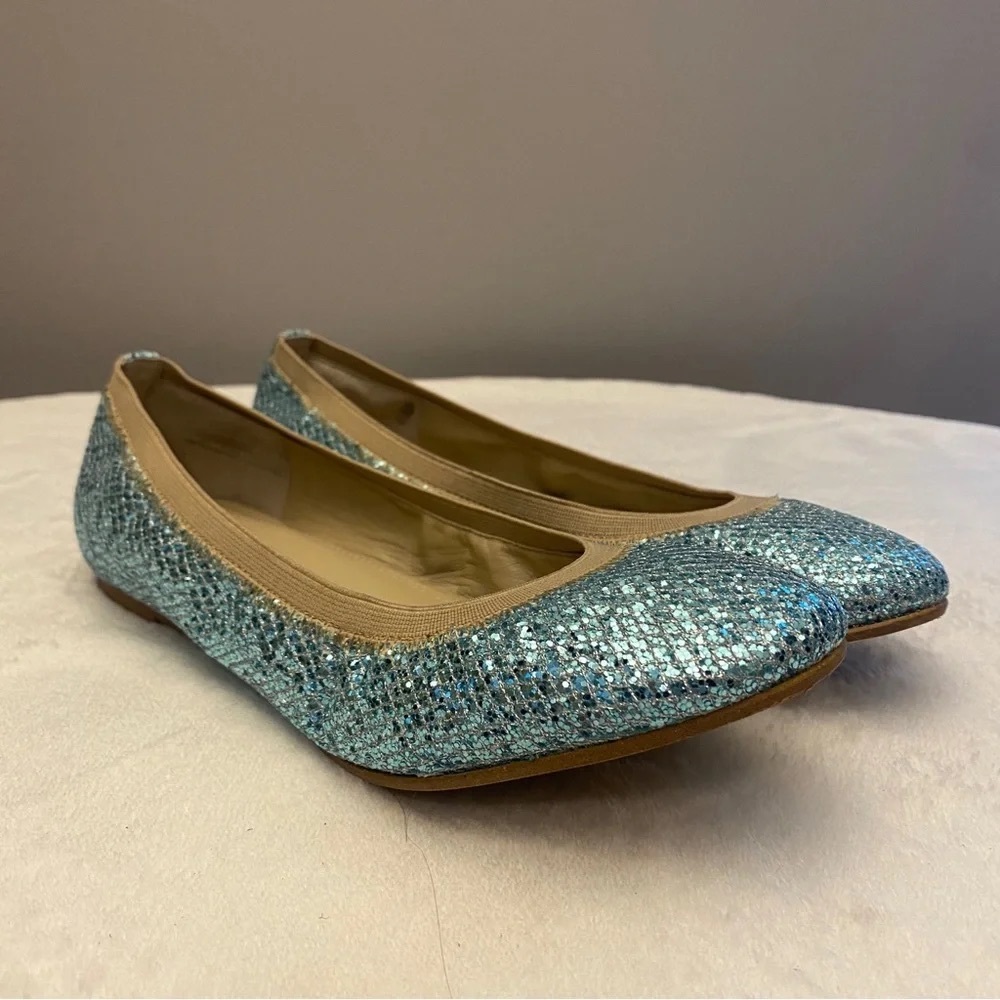 Andrew Stevens Amira Aqua Glitter Ballet Flats